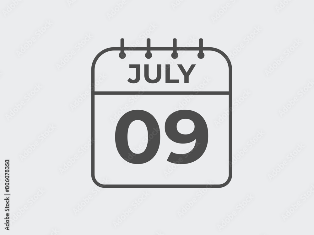 July 9 calendar reminder. 9 July daily calendar icon template. Calendar 9 July icon Design template. Vector illustration
July 9 calendar reminder. 9 July daily calendar icon template. Calendar 9 July icon Design template. Vector illustration