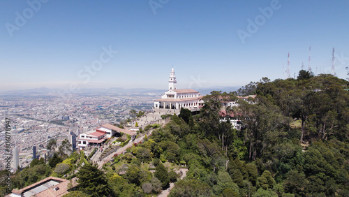 Monserrate Sanctuary on Hilltop, Bogota Cityscape in Background, Colombia