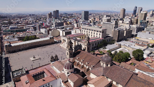 Aerial of Catedral Primada de Colombia and Plaza de Bolívar, in Bogota © Travel
