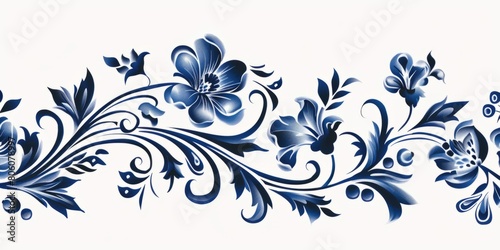 Elegant Blue Floral Ornament Design for Sophisticated Decoration. Design for background, graphic design, print, poster, interior, packaging paper