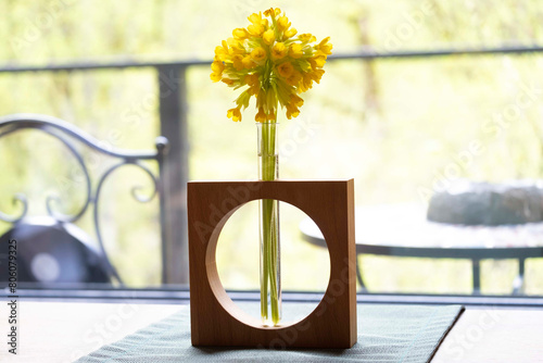 Spring blossom with the yellow flowers in vase