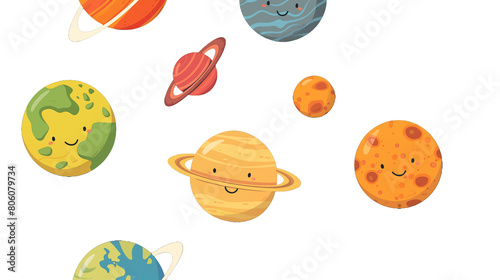 Cute drawing of planets isolated on transparent background