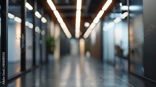 Abstract blurred office hall interior and meeting room. Blurry corridor in working space with defocused effect. Use for background or backdrop in business concept hyper realistic  photo