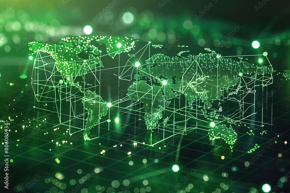 Stock photo style image a Digital world map Stock photo style image a Digital world map