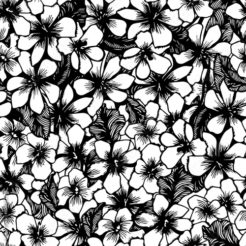 monochrome outline pattern for filling surfaces. hand drawn seamless floral wallpaper