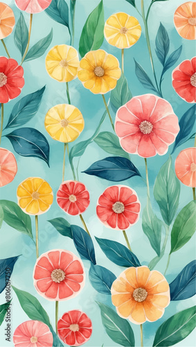 Beautiful seamless vector floral pattern  spring summer background with tropical flowers  palm leaves  jungle leaf  rose  bird of paradise flower. Exotic wallpaper  Hawaiian style  watercolour style