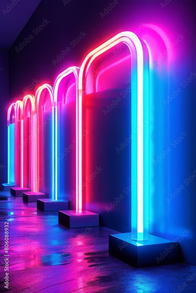 the Abstract exhibition background with ultraviolet neon lights the Abstract exhibition background with ultraviolet neon lights