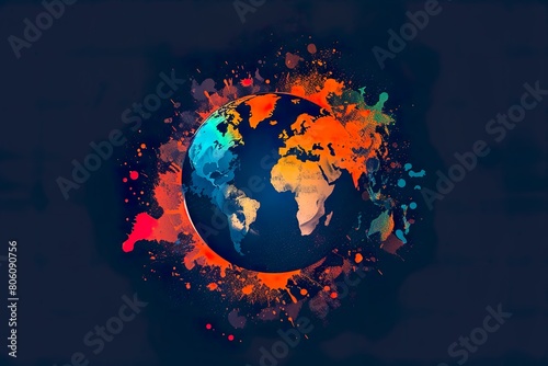Colorful Earth Globe Splash - Modern Graphic Designer Logo Style