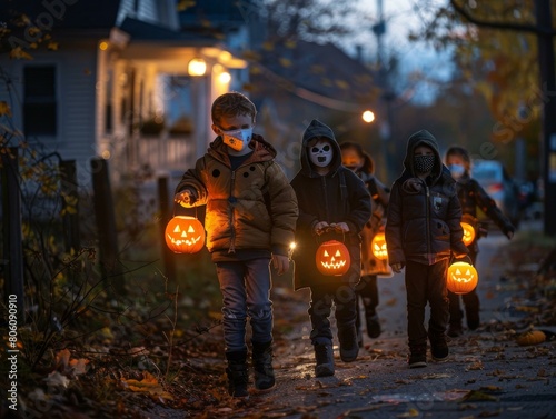 children trick or treating during covid photo