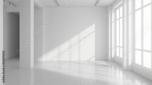 White open space  blank wall hyper realistic 