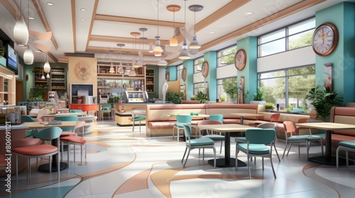 Retro Futurism Cafe Interior Design photo