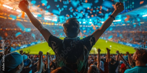 Ecstatic Soccer Fan Celebrates Goal with Exultant Expression
