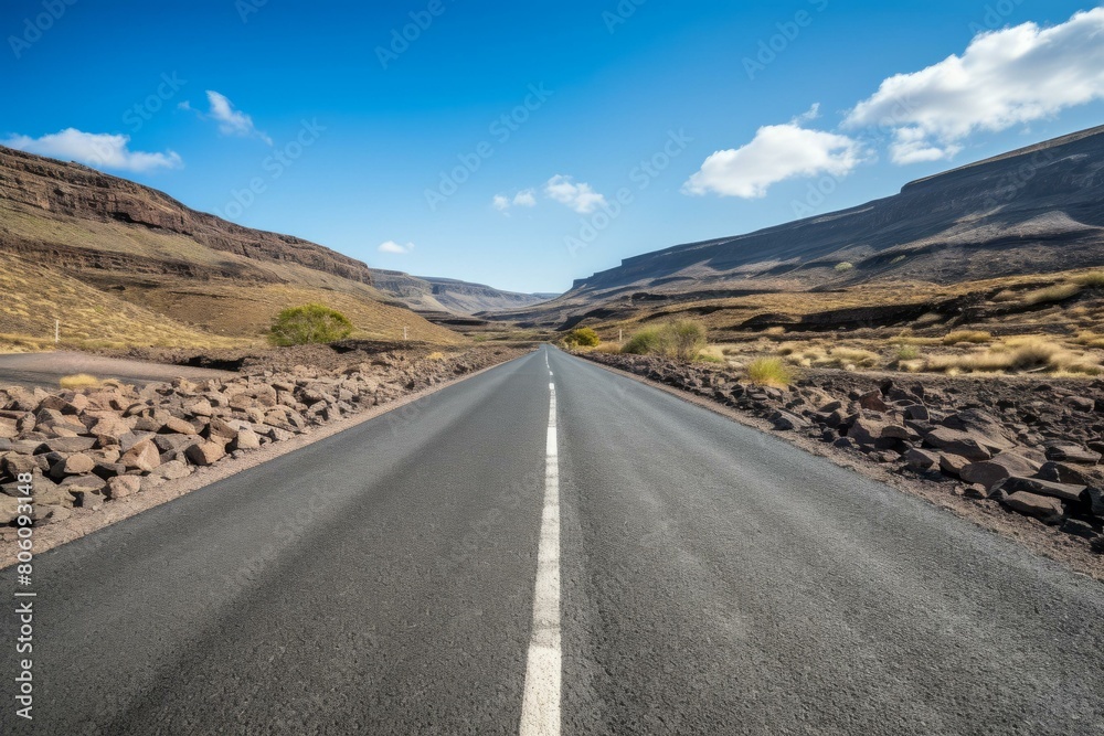 A long and winding road through a canyon