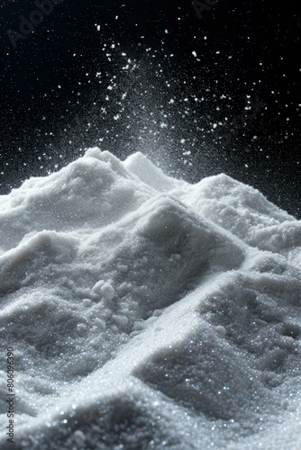 A mountain of white powder with a black background photo