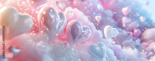 Ethereal Hearts Floating in a Dreamy Pink Haze
