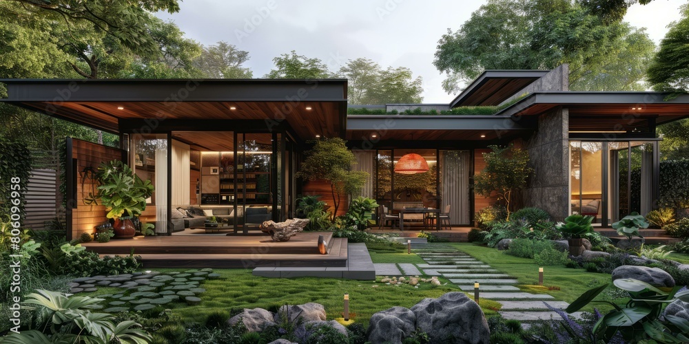Courtyard house with natural elements Courtyard house with natural elements