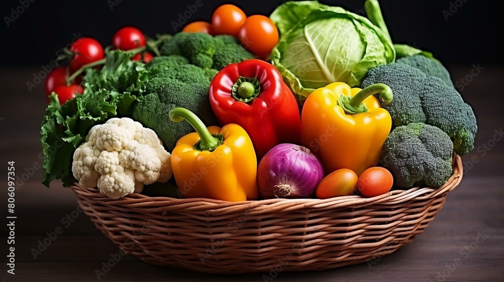 A basket full of fresh and healthy vegetables A basket full of fresh and healthy vegetables