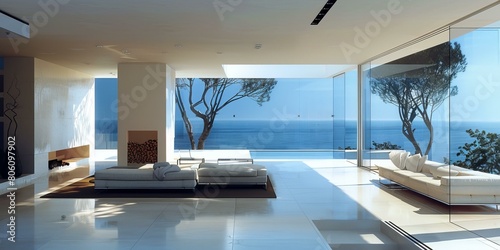 Modern minimalist house with infinity pool and sea view © Adobe Contributor