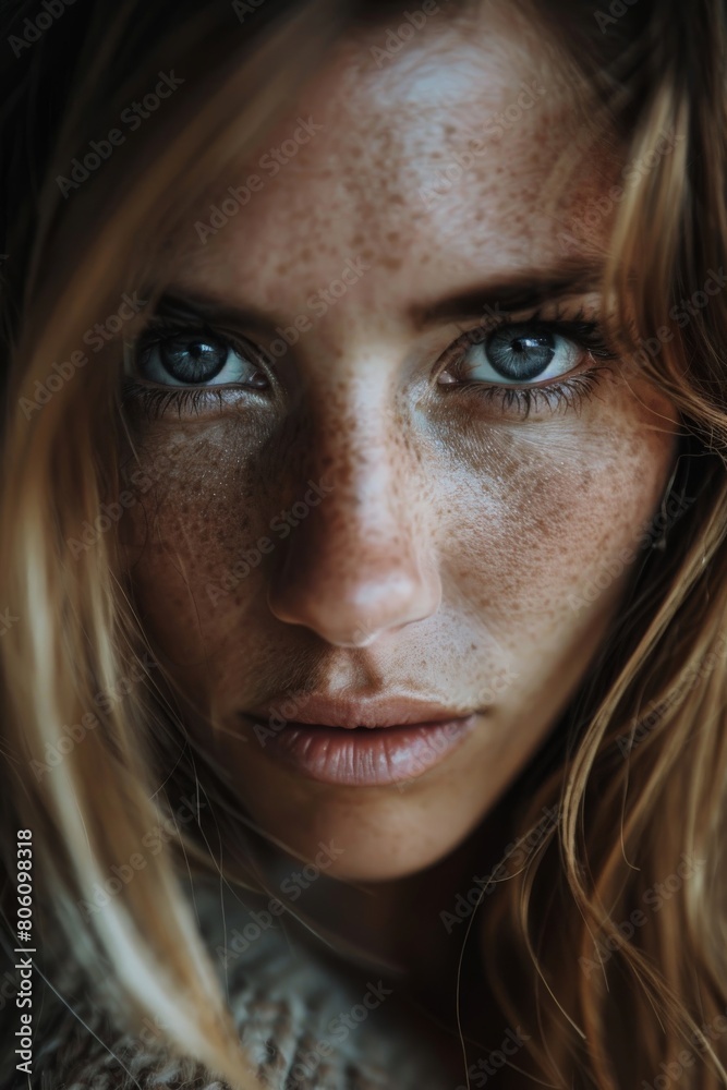 The expression of fierce courage on a woman's face as she stands up for her beliefs, her eyes burning with passion and strength. The expression of fierce courage on a woman's face as she stands up for her beliefs, her eyes burning with passion and strength.