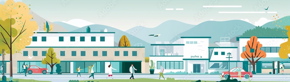 Public health poster outlining the importance of community hospitals, with statistics on care provision and impact on local health Public health poster outlining the importance of community hospitals, with statistics on care provision and impact on local health