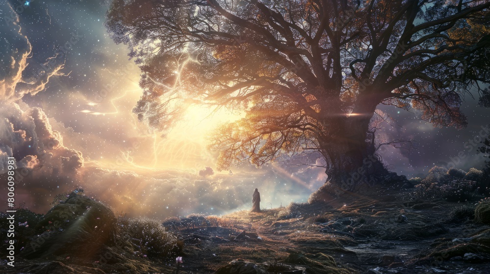 Fototapeta premium Illumination concept and finding God hyper realistic 