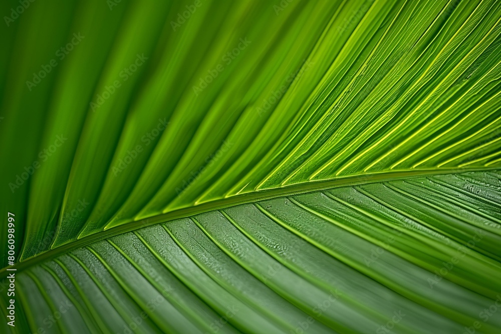 Close-up of a green leaf with water drops Close-up of a green leaf with water drops