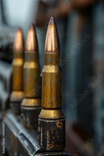 Ammunition ready to be loaded into a machine gun