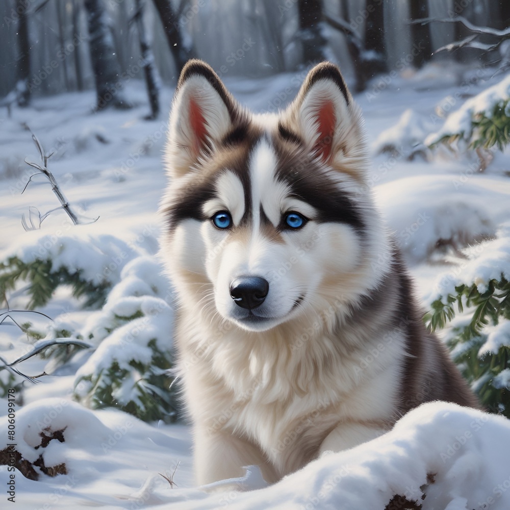 Siberian husky dog illustration 