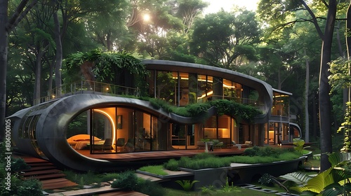 Eco house into the forest
