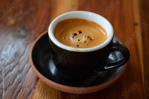 Focus on the swirls of cream and espresso in a doppio coffee shot, super realistic photo