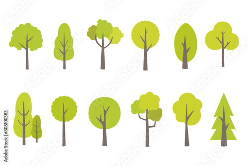 Collection of trees. tree set isolated on white background. vector illustration.