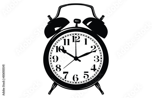 Alarm Clock Silhouette with a bell on legs Illustration.