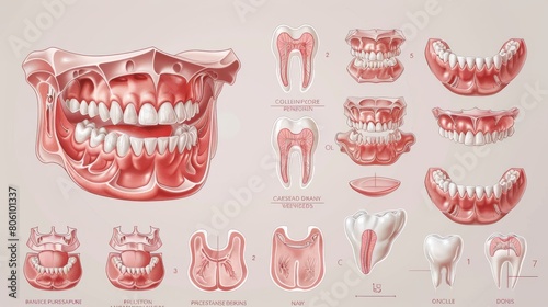 Educational poster illustrating detailed anatomy of human teeth, including types and functions, perfect for dental clinics and schools photo