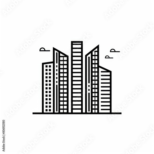 Vector graphic design of building logo illustration in line art with Concept of square cityscape and skyscrapers