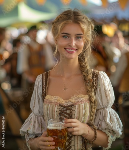 portrait of a young woman at an Oktoberfest celebration photo