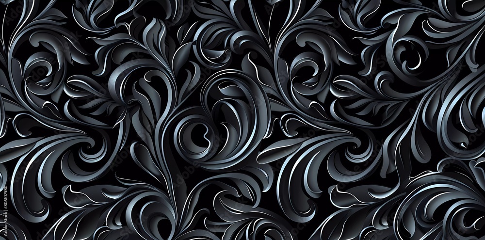 Raster version. Seamless abstract black vine pattern illustration