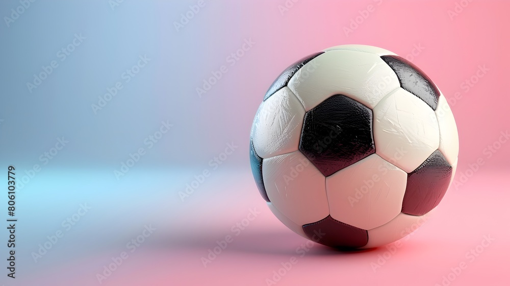 Naklejka premium Soccer Ball against Pastel Colored Background with Space for Text