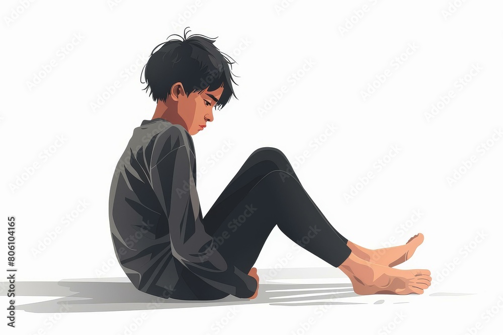 Fototapeta premium boy sitting on the ground