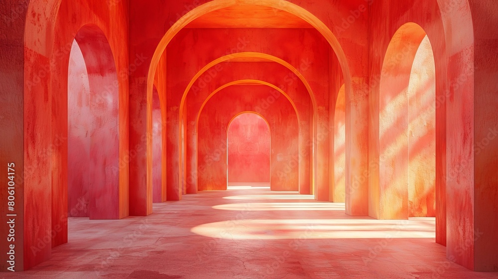 Pink arched hallway Pink arched hallway