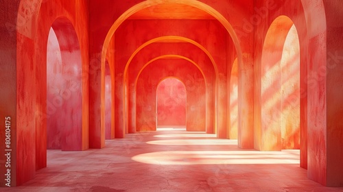 Pink arched hallway