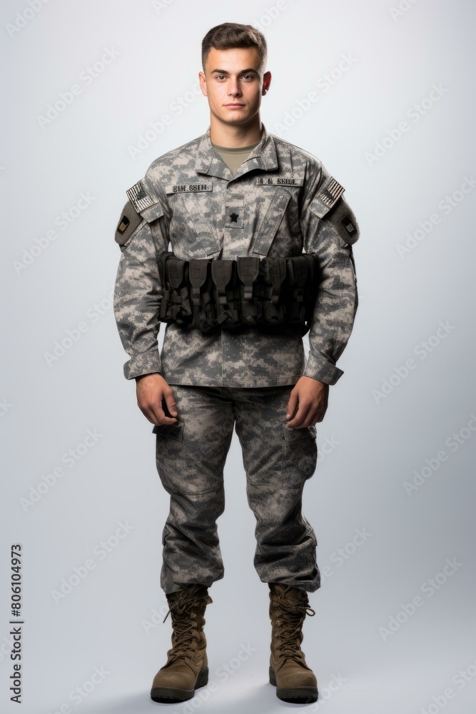 Studio portrait of a young male soldier Studio portrait of a young male soldier