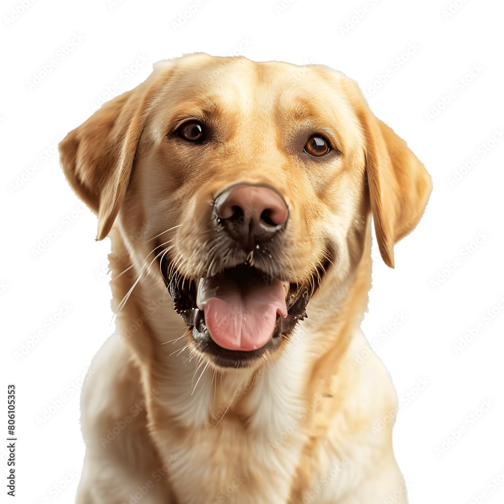 A Labrador Retriever, friendly and loyal, in a golden coat, on a transparent background. A Labrador Retriever, friendly and loyal, in a golden coat, on a transparent background.