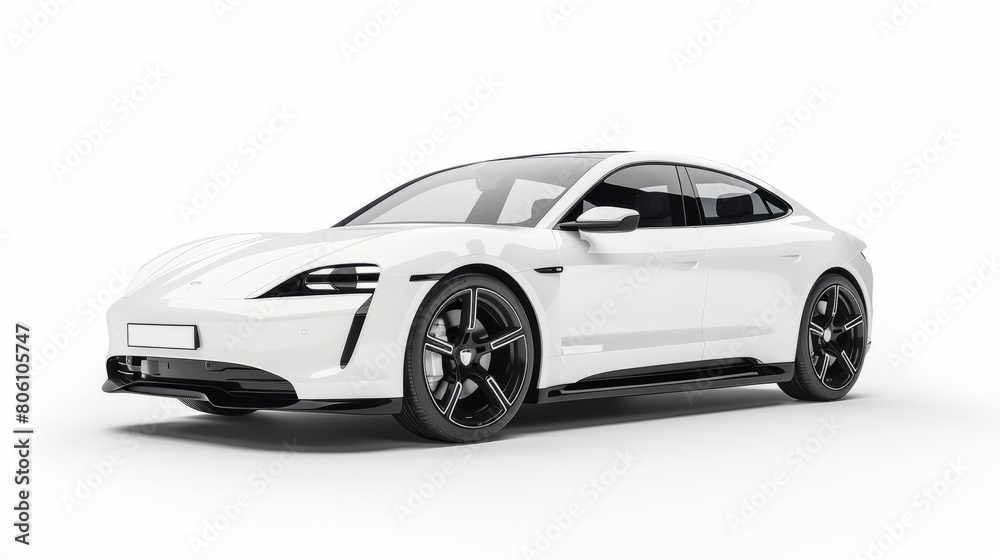 white electric car isolated hyper realistic white electric car isolated hyper realistic