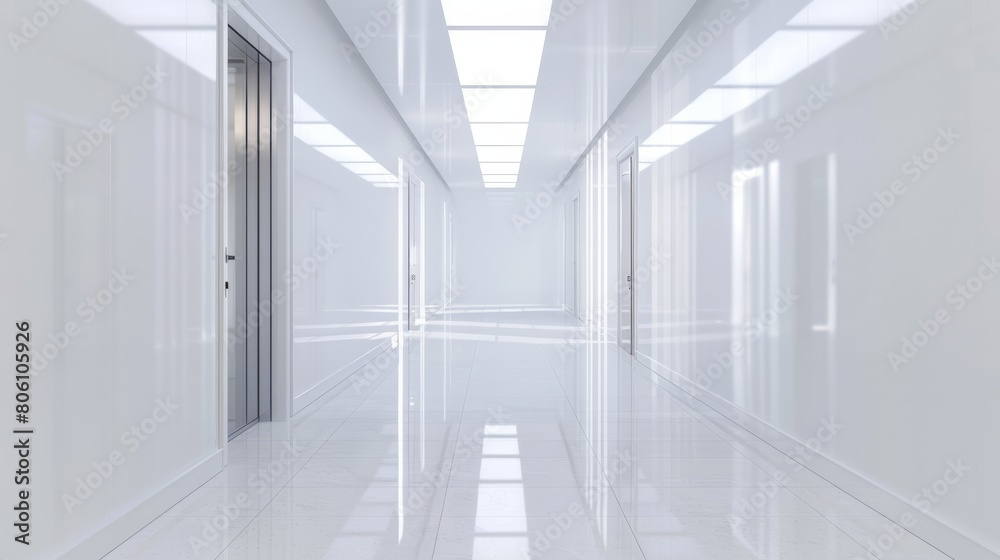 Obraz premium White open space office corridor with mock up wall hyper realistic 