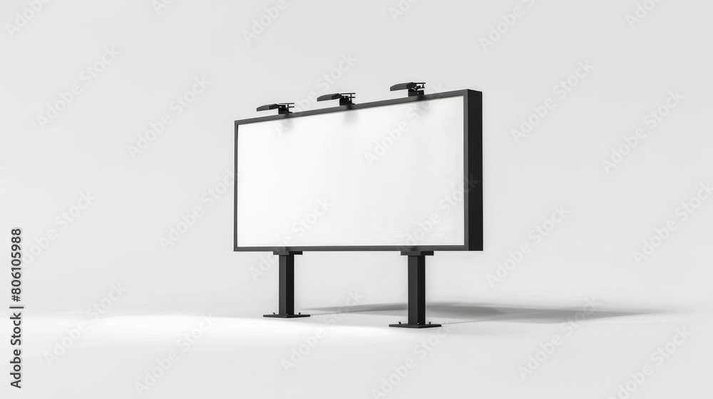 Obraz premium Blank billboard with three spotlights on white background
