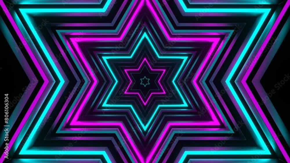 Cyan and Pink Neon Strobe Hexagonal Star Background VJ Loop in 4K Cyan and Pink Neon Strobe Hexagonal Star Background VJ Loop in 4K