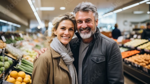Happy couple shopping for groceries in a supermarket © Adobe Contributor