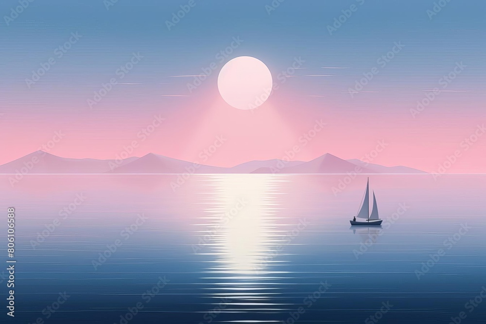 Naklejka premium A gentle ocean scene in an ethereal painting