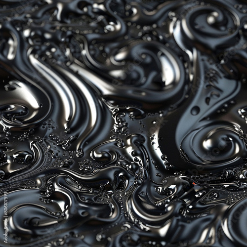 Freeform Ferrofluids Swirling Black Frequency  Seamless Pattern