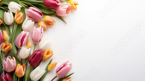 bouquet of tulips on white